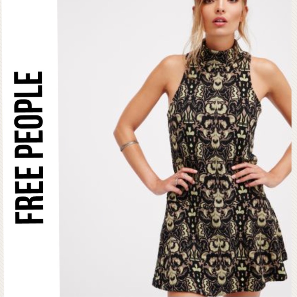 Free People Amelia Mini Dress Black Combo M